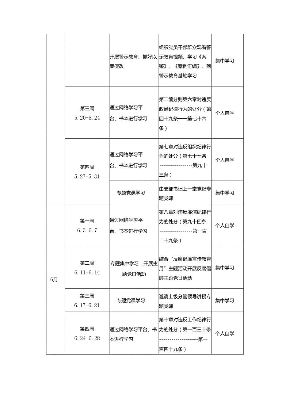 2024年党纪学习教育学习计划表 2篇.docx_第2页
