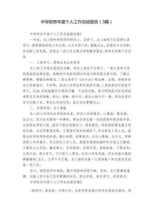 中学财务个人工作总结报告（3篇）.docx