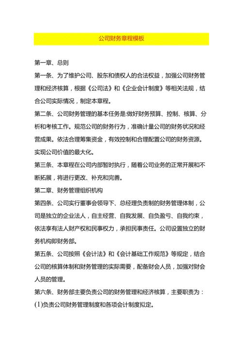 公司财务章程模板.docx