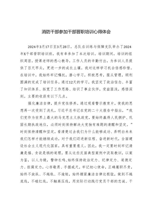 2篇 消防干部参加干部晋职培训心得体会消防救援队伍指挥员专业化培训心得体会.docx