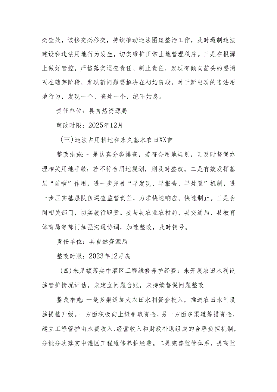 XX县2022党委政府落实耕地保护和粮食安全责任制考核反馈问题整改方案.docx_第2页