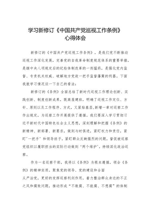 最新版范文学习新修订《中国共产党巡视工作条例》心得体会四篇.docx