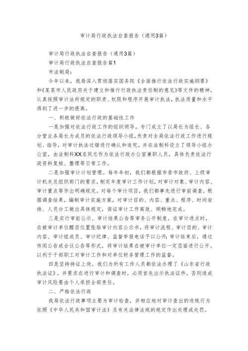 审计局行政执法自查报告（通用3篇）.docx