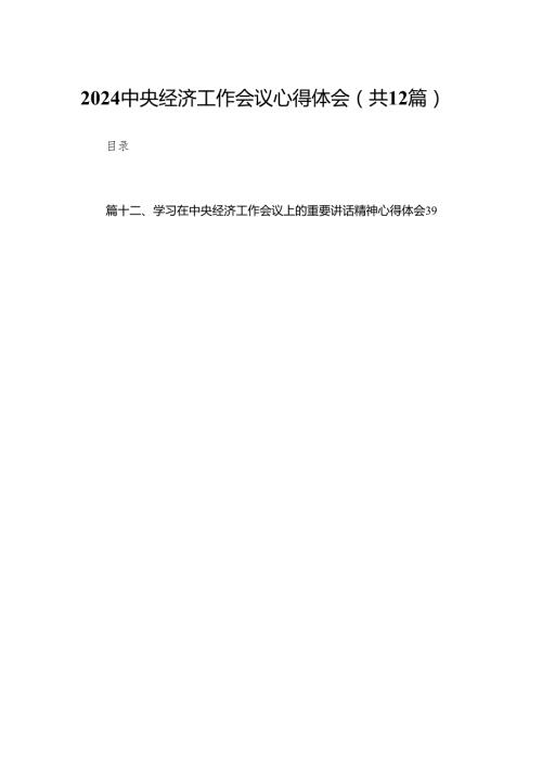 2024中央经济工作会议心得体会(精选12篇).docx