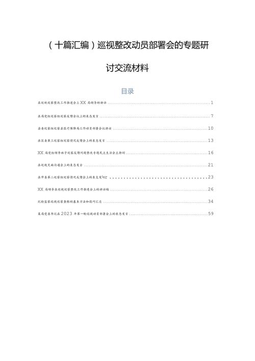 （十篇汇编）巡视整改动员部署会的专题研讨交流材料.docx