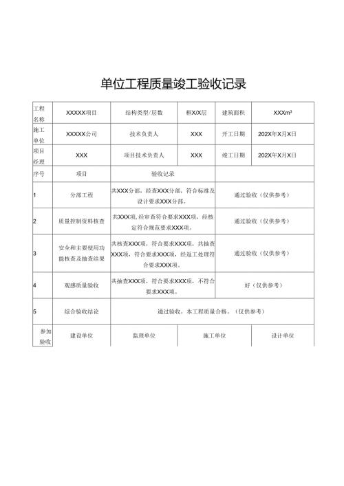 单位工程质量竣工验收记录及建筑工程竣工验收报告（样本）.docx
