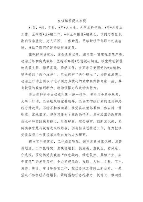 乡镇镇长现实表现.docx