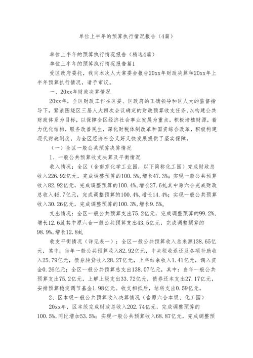 单位上半年的预算执行情况报告（4篇）.docx