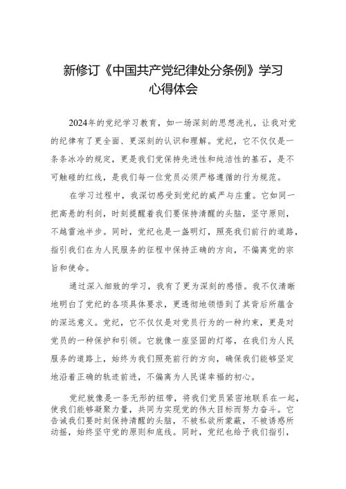 2024版新修订中国共产党纪律处分条例心得感悟发言稿六篇.docx