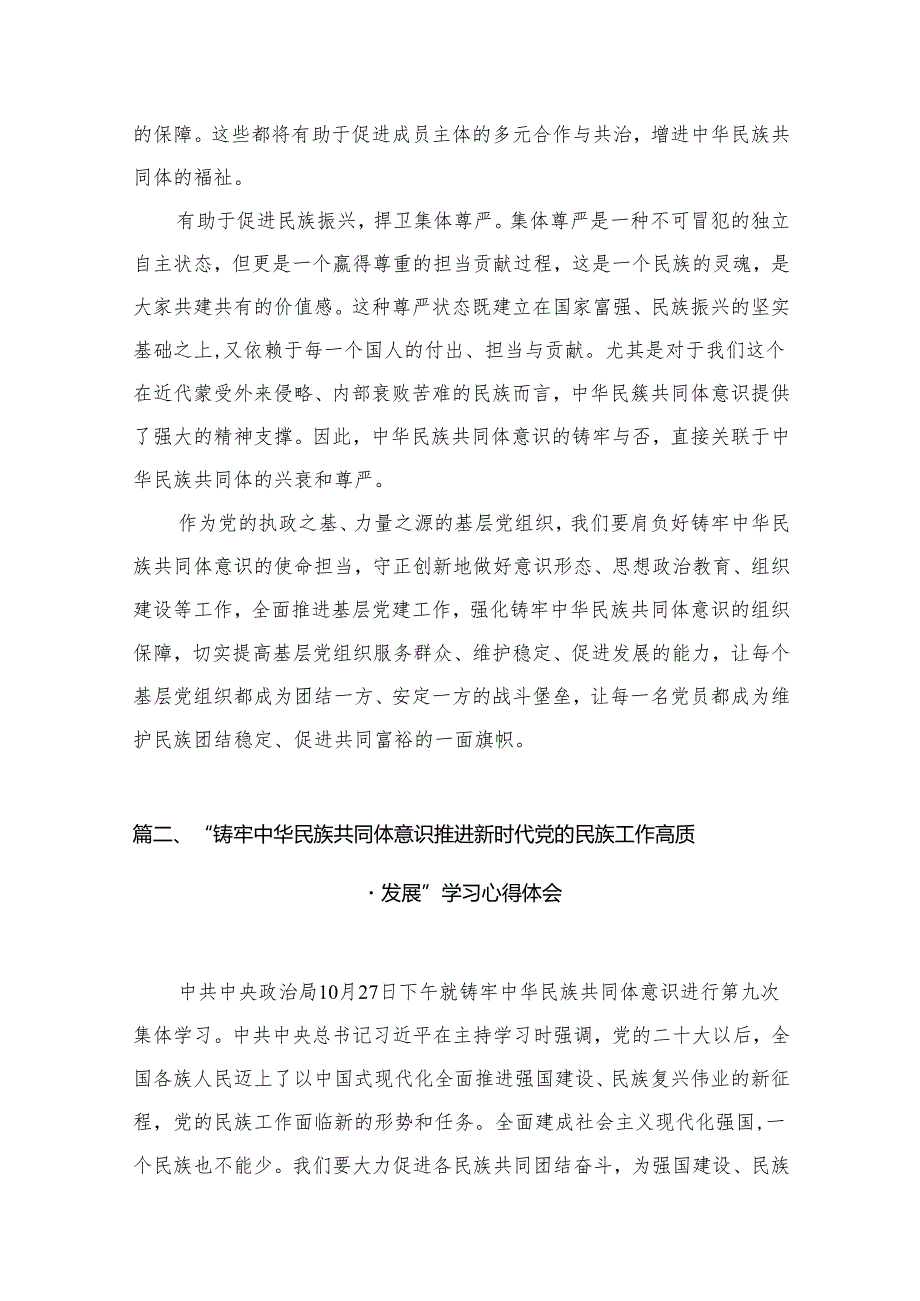 铸牢中华民族共同体意识学习心得体会【10篇精选】供参考.docx_第3页