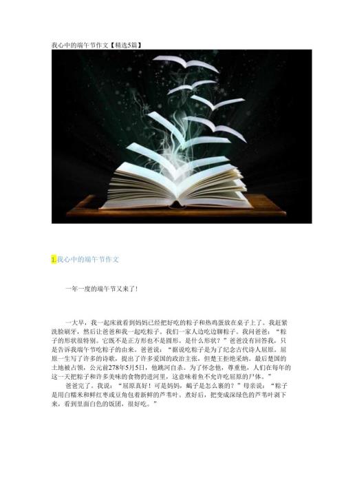 新我心中的端午节作文【精选5篇】.docx