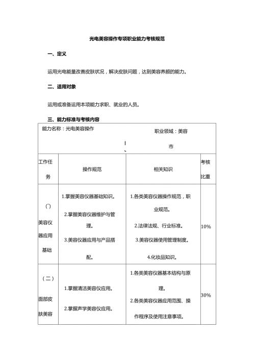 光电美容操作专项职业能力考核规范.docx