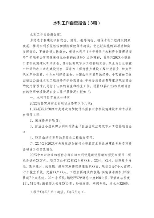 水利工作自查报告（3篇）.docx