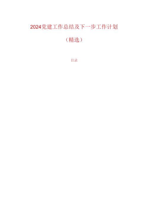 2024党建工作总结及下一步工作计划（精选）.docx