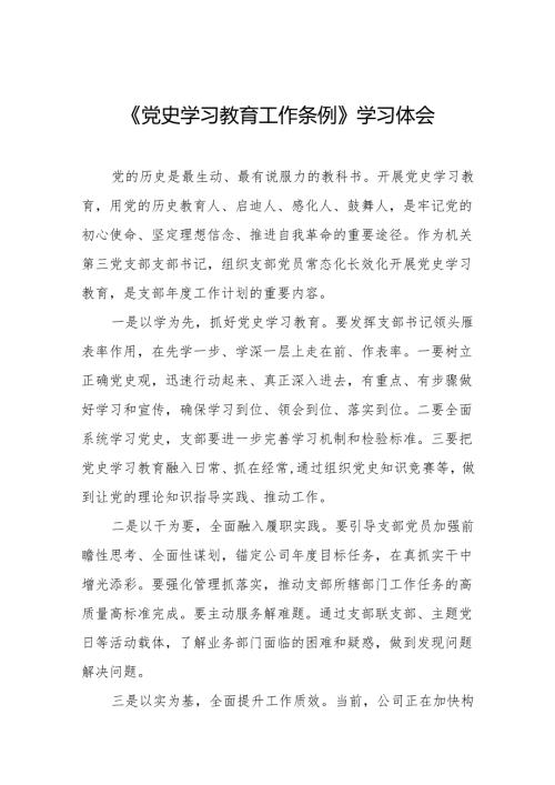 支部书记学习党史学习教育工作条例的心得体会(8篇).docx