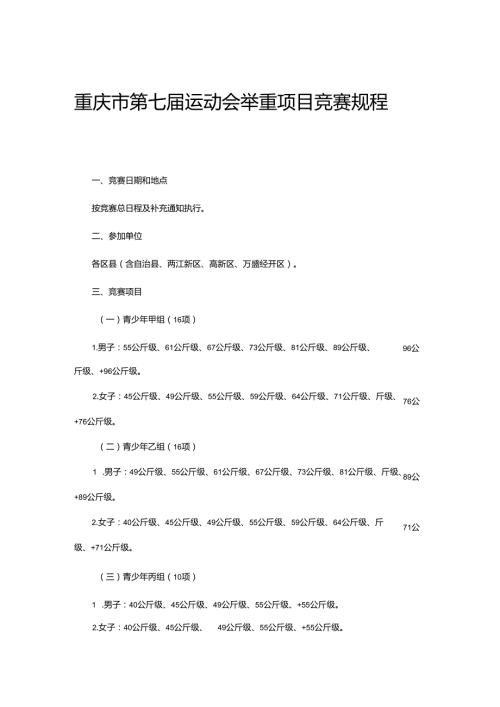 重庆市第七运动会举重项目竞赛规程.docx