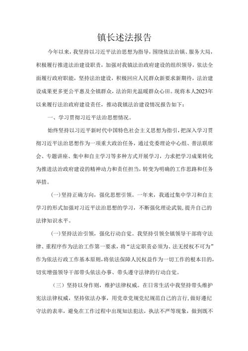 镇长述法报告.docx
