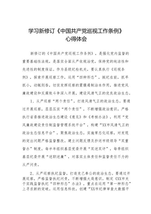 街道干部关于学习新修订《中国共产党巡视工作条例》心得体会交流发言十九篇.docx