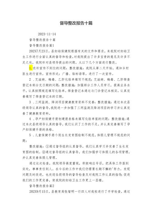 督导整改报告十篇.docx