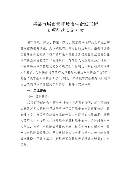 某某市城市管理城市生命线工程专项行动实施方案.docx