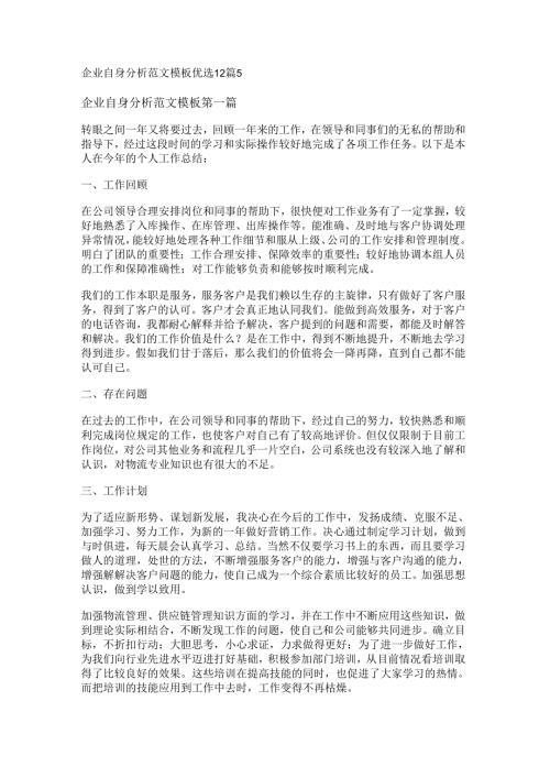 新企业自身分析范文模板优选12篇.docx