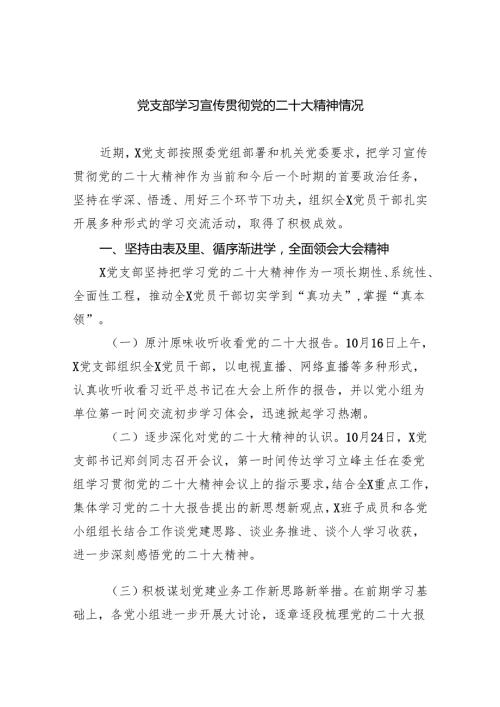 (六篇)党支部学习宣传贯彻党的二十大精神情况精选.docx