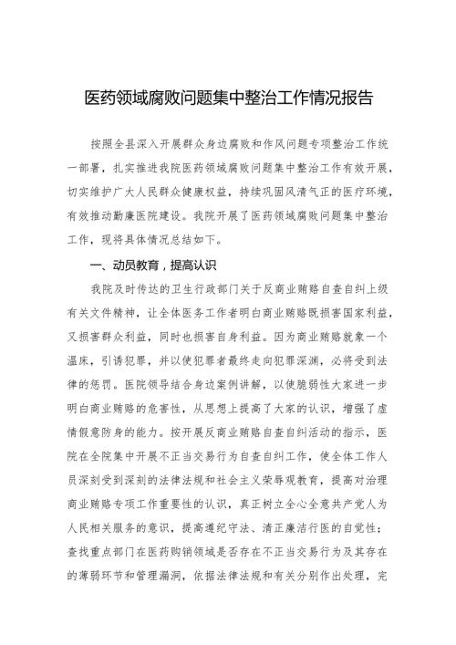 医药领域腐败问题集中整治工作情况报告六篇.docx