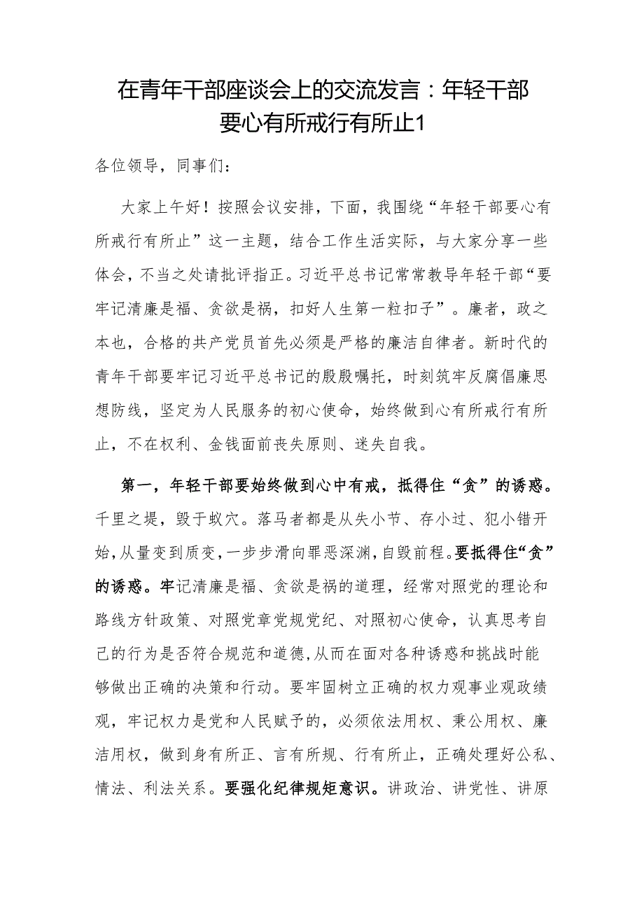 2024年书记领导在青年年轻干部座谈会上的交流发言材料讲话6篇.docx_第2页