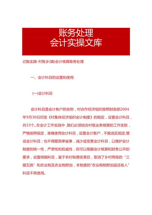 记账实操村账乡（镇）会计核算账务处理.docx