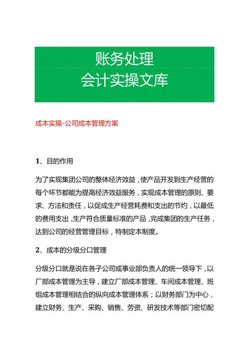 成本实操公司成本管理方案.docx
