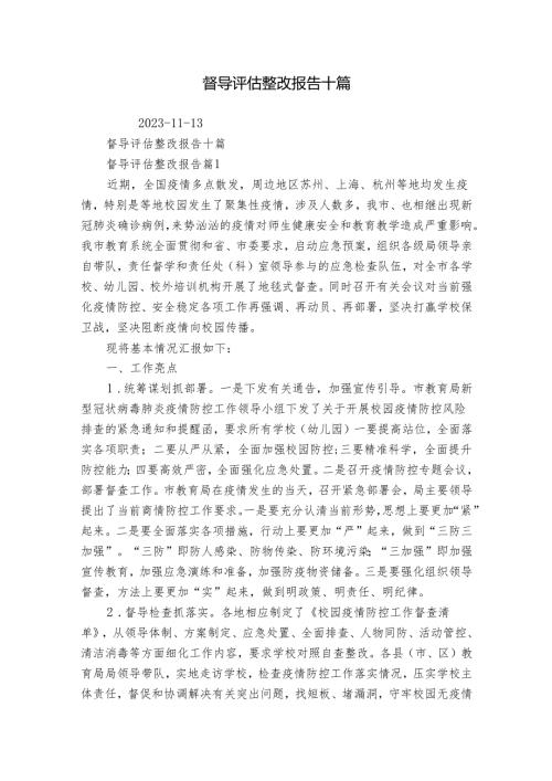 督导评估整改报告十篇.docx