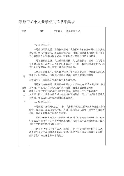 领导干部个人业绩相关信息采集表.docx