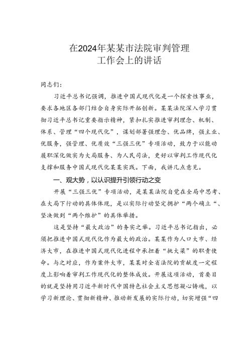 在2024年某某市法院审判管理工作会上的讲话.docx