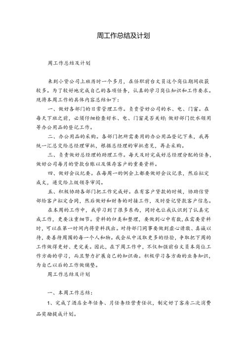周工作总结及计划.docx