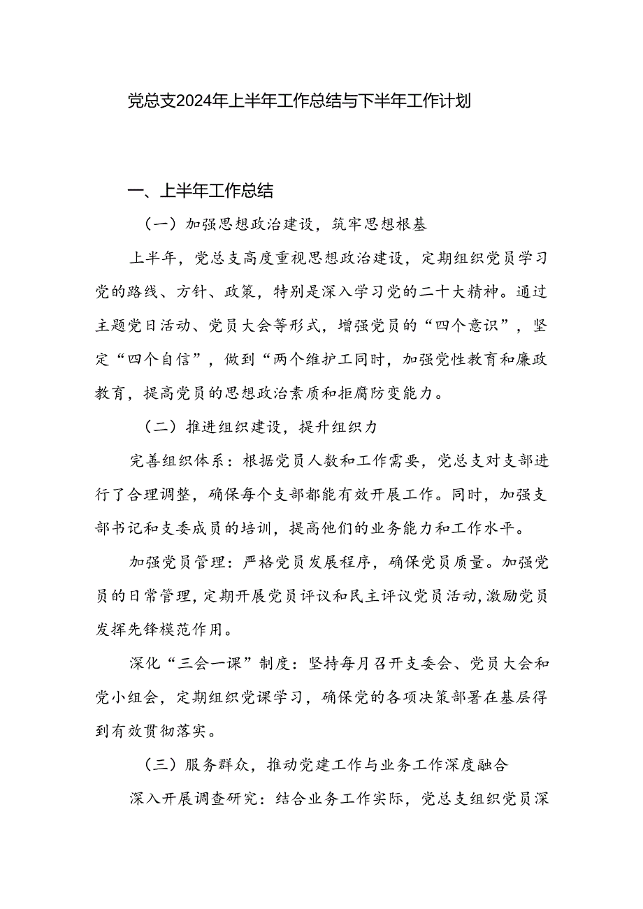 2024年上半年党总支工作总结与下半年工作计划和上半年党建工作总结.docx_第2页