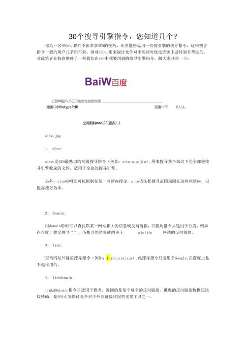 30个搜索引擎指令您知道几个？.docx