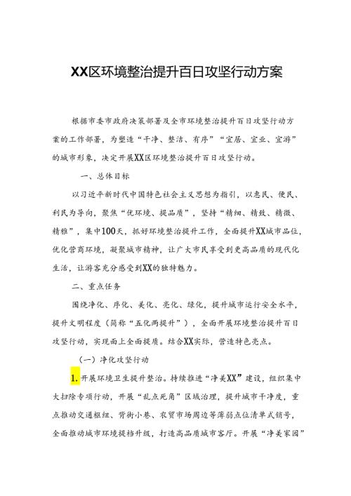 XX区环境整治提升百日攻坚行动方案.docx