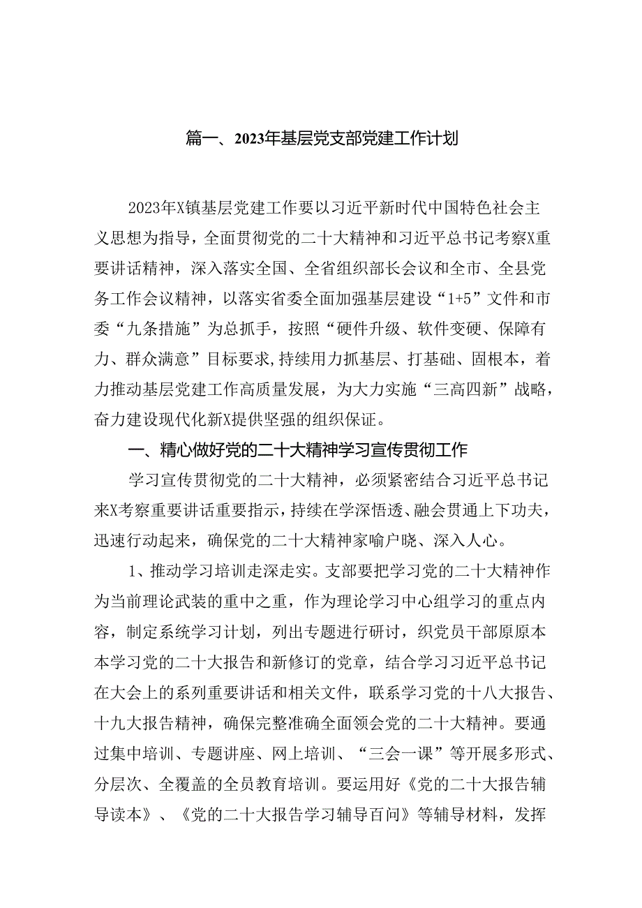 2023年基层党支部党建工作计划（共15篇）.docx_第2页