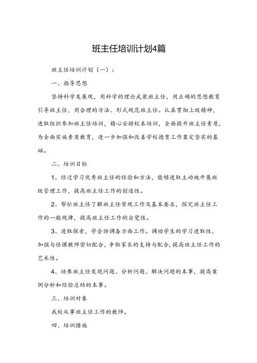班主任培训计划 4篇.docx