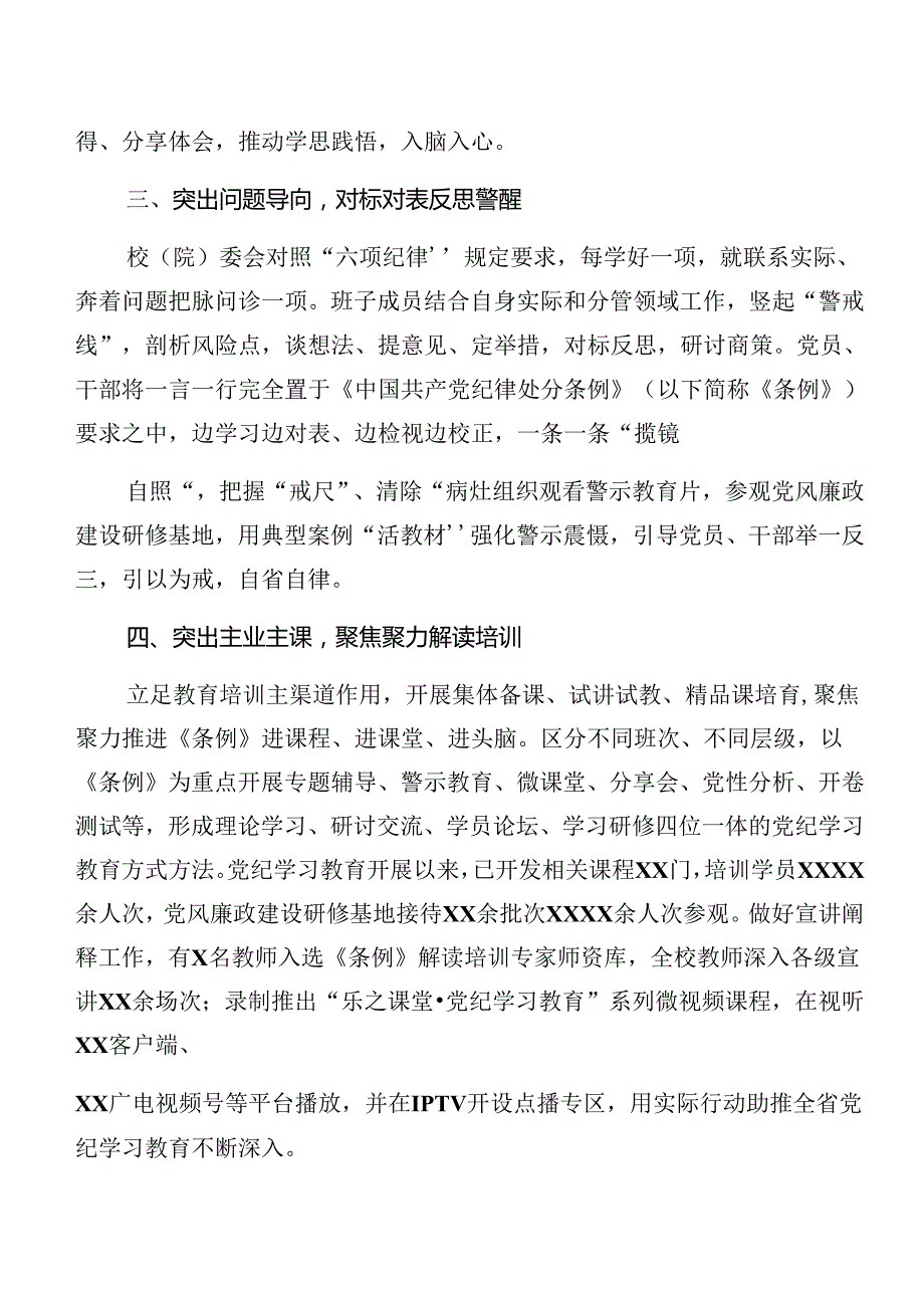 （八篇）关于开展2024年党纪学习教育开展的报告、自查报告.docx_第2页