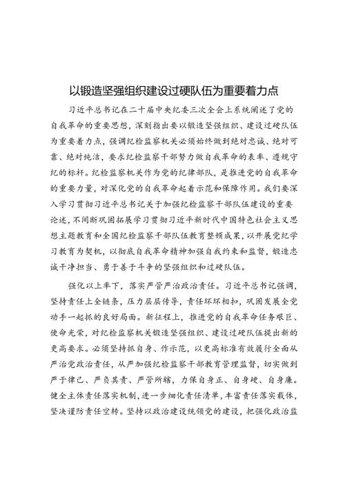 以锻造坚强组织建设过硬队伍为重要着力点.docx
