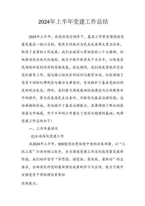 2024年开展上半年党建工作总结汇报(2).docx