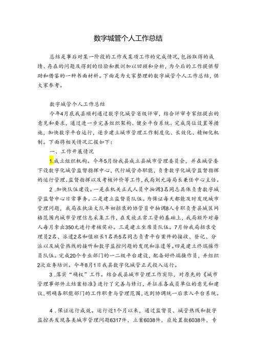 数字城管个人工作总结.docx