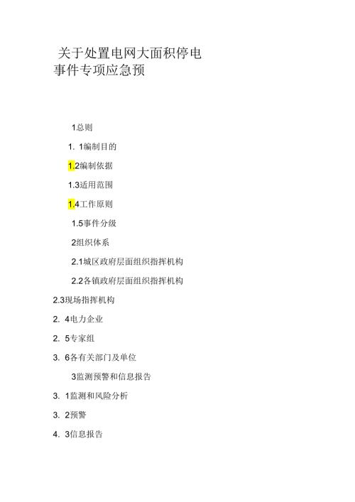 关于处置电网大面积停电事件专项应急预案.docx
