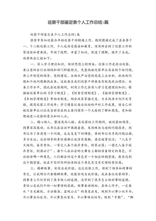 巡察干部鉴定表个人工作总结3篇.docx