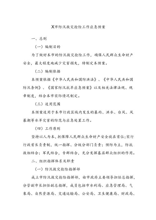 X市防汛救灾抢险工作应急预案.docx