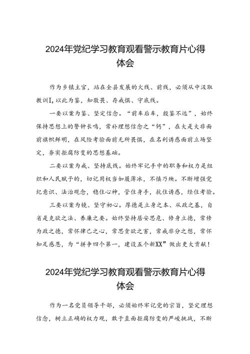 2024年机关干部关于党纪学习教育观看警示教育专题片的心得感悟28篇.docx