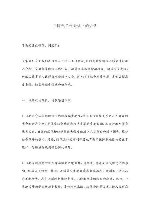 在防汛工作会议上的讲话.docx