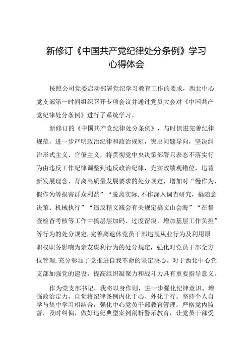 银行党员关于学习2024新修订中国共产党纪律处分条例的学习心得体会八篇.docx