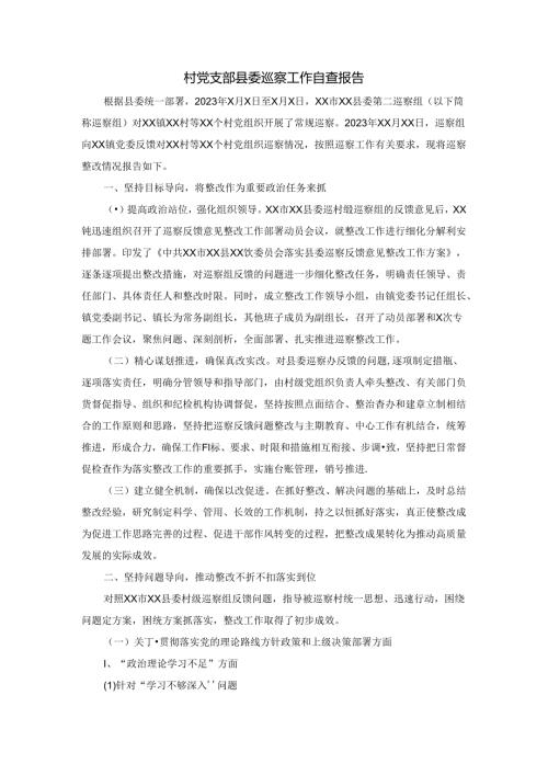 村党支部县委巡察工作自查报告.docx
